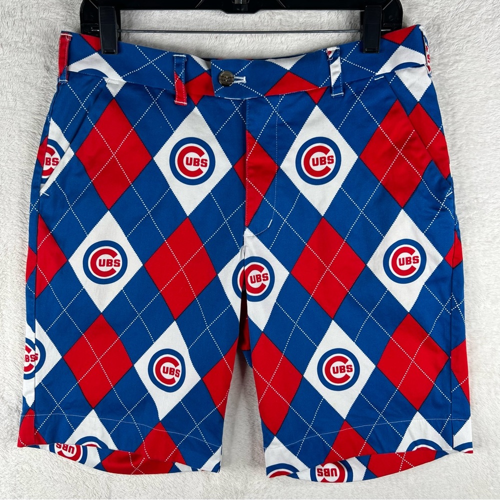 Loudmouth Golf x Chicago Cubs Men’s Casual Shorts Multi Color Plaid Argyle Sz 32